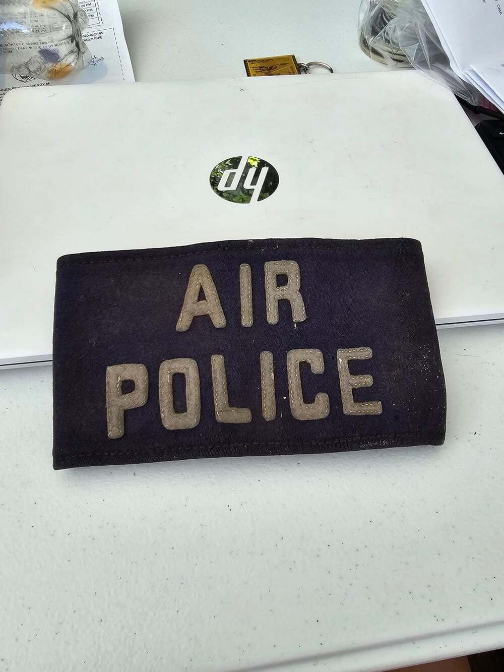 Vintage Military Air Police Wool Armband Leather Cuff
